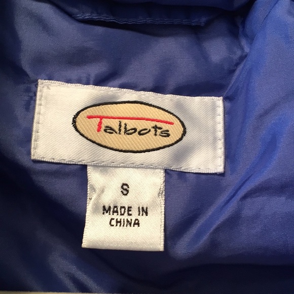 Talbots blue puffer vest with detachable hood - Picture 2 of 5